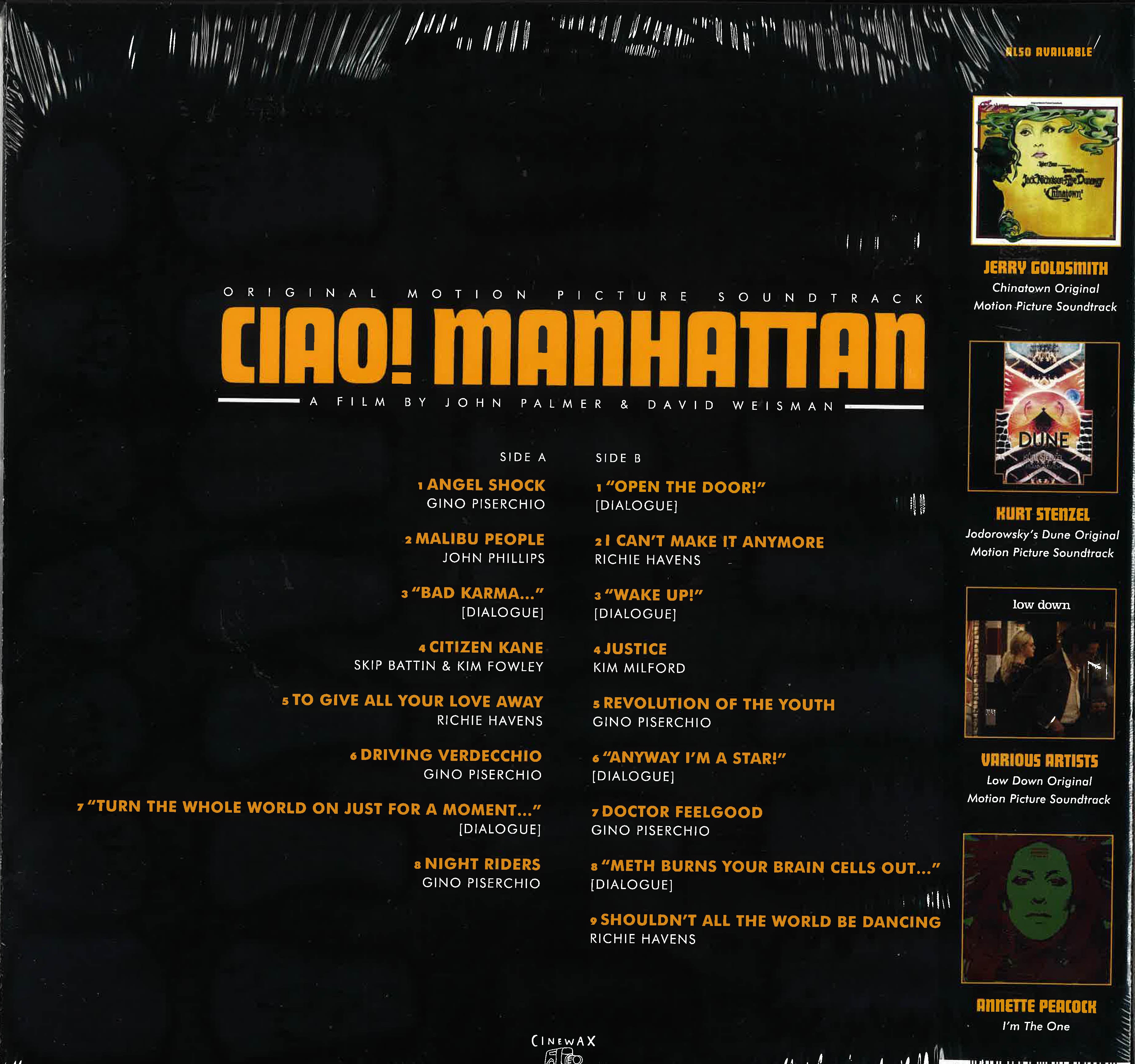 O.S.T.(アンディ・ウォーホル/ファクトリー・スタッフ監督、イーディ・セジウィック主演'72年前衛映画「チャオ!マンハッタン」のサントラ) - Ciao! Manhattan (US '17年レコードストアデイ2000枚限定「カラー(Angel Shock)VINYL」 LP見開きジャケ/New)