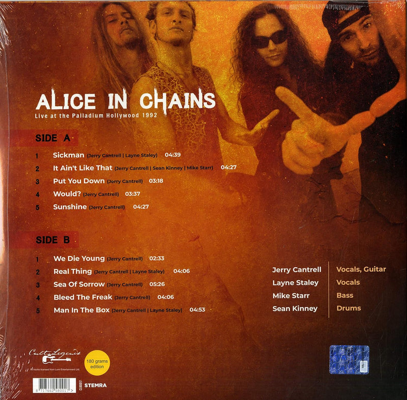 ALICE IN CHAINS (アリス・イン・チェインズ)  - Live At The Palladium Hollywood 1992 (Dutch 限定リリース180グラム重量LP/NEW)