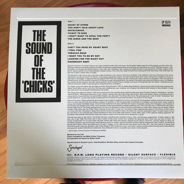 CHICKS (チックス) - The Sound Of The 'Chicks' (US サンデイズド社限定再発「ホワイトVINYL」モノラル LP+帯-折り返しジャケ/New)ニュージーランド姉妹デュオ'65年デビュー・アルバム