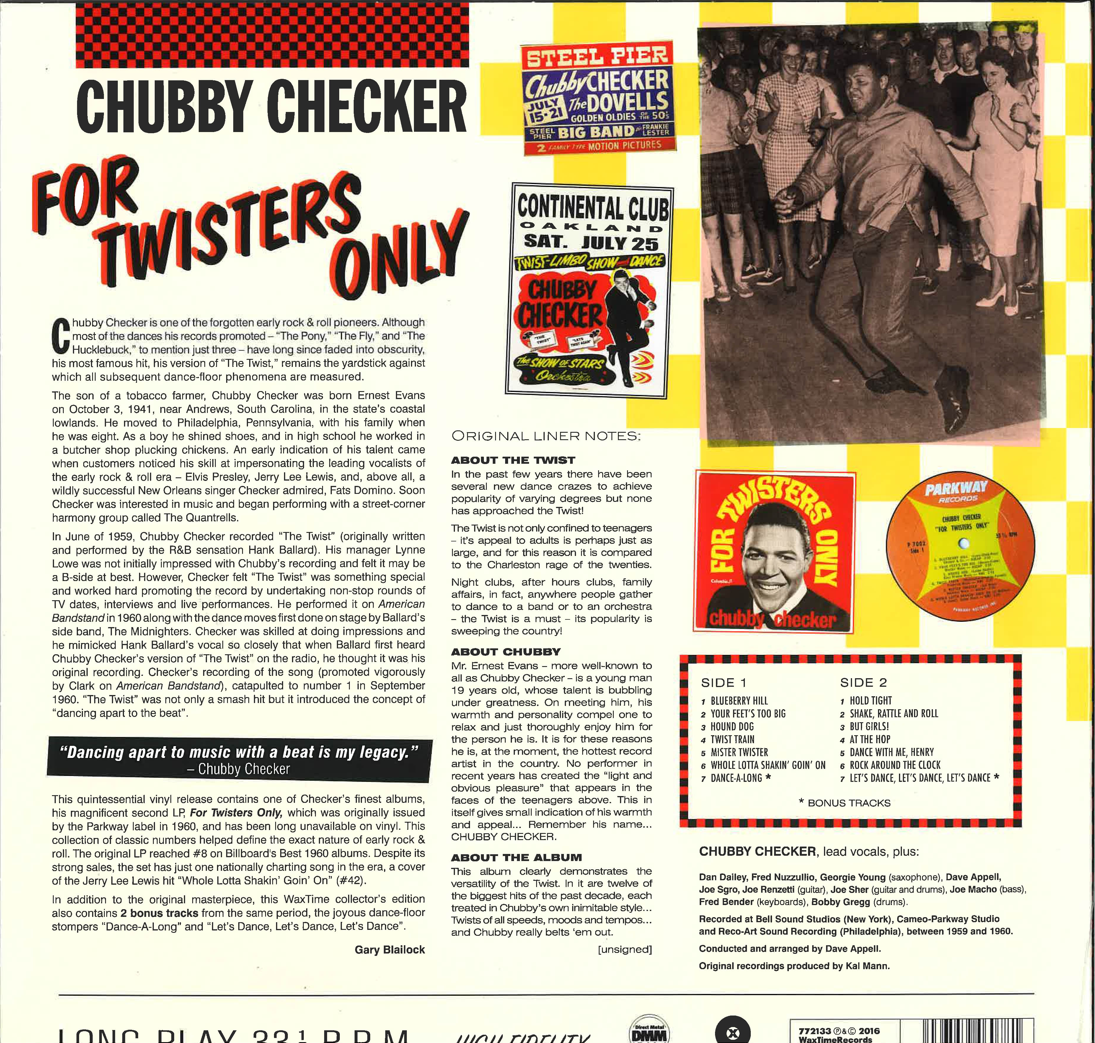 CHUBBY CHECKER (チャビー・チェッカー) - For Twisters Only (EU Ltd.Reissue 180g LP/New)