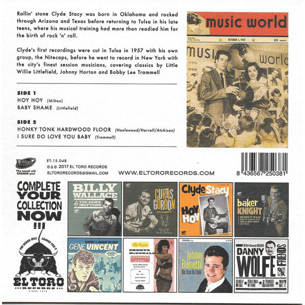 CLYDE STACY (クライド・ステイシー) - Hoy Hoy + 3 (Spain 限定ジャケ付き 7"EP/New)'57〜'58年3枚のシングルから選曲の全4曲!