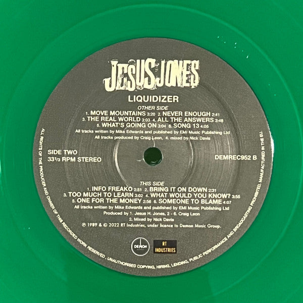 JESUS JONES (ジーザス・ジョーンズ)  - Liquidizer (EU 限定復刻再発クリアグリーンヴァイナル LP/NEW)