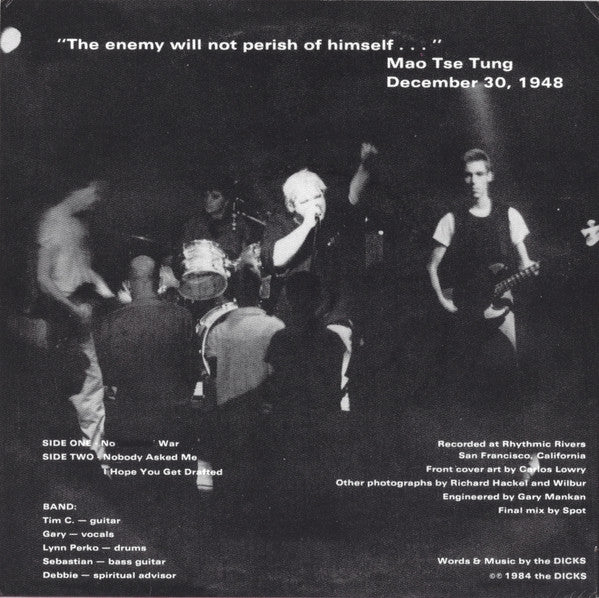 DICKS, THE (ザ・ディックス) - Peace? (US リプロ 再発 7"「廃盤 New」)