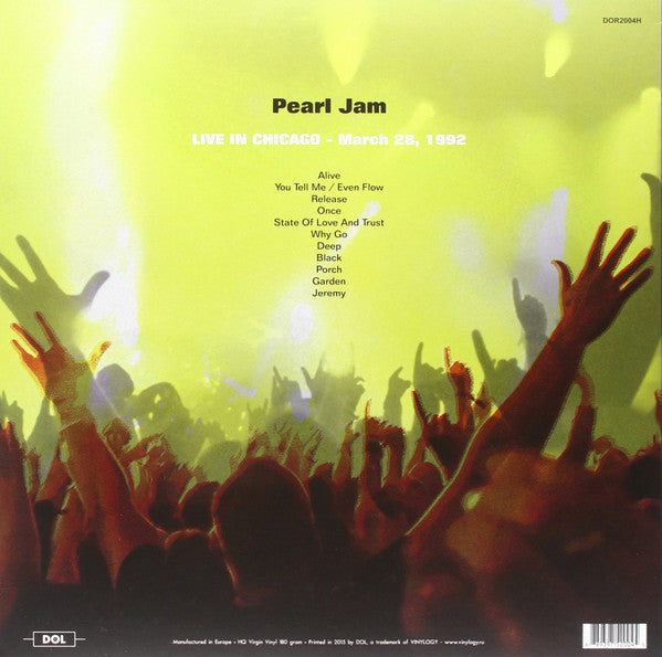PEARL JAM (パール・ジャム) - Live In Chicago - March 28, 1992 (EU 限定180グラム重量レッドヴァイナル LP/NEW)