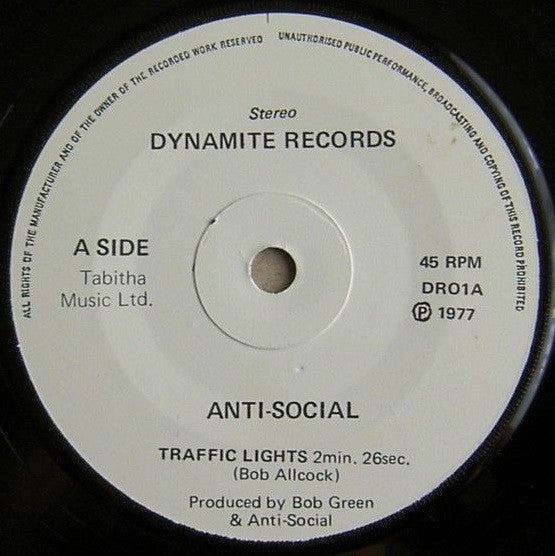 ANTI-SOCIAL (アンチ・ソーシャル) - Traffic Lights (UK限定リプロ再発 7"「廃盤 New」)