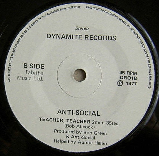 ANTI-SOCIAL (アンチ・ソーシャル) - Traffic Lights (UK限定リプロ再発 7"「廃盤 New」)