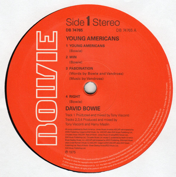 DAVID BOWIE (デヴィッド・ボウイ) - Young Americans (UK-EU-US Ltd.Reissue LP+Insert/Textured CVR-New)完全復刻再発!既にコレクタブルな気配です。