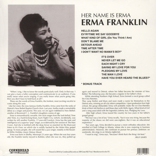 ERMA FRANKLIN (アーマ・フランクリン) - Her Name Is Erma (EU Ltd.Reissue 180g HQ Vinyl LP/New)