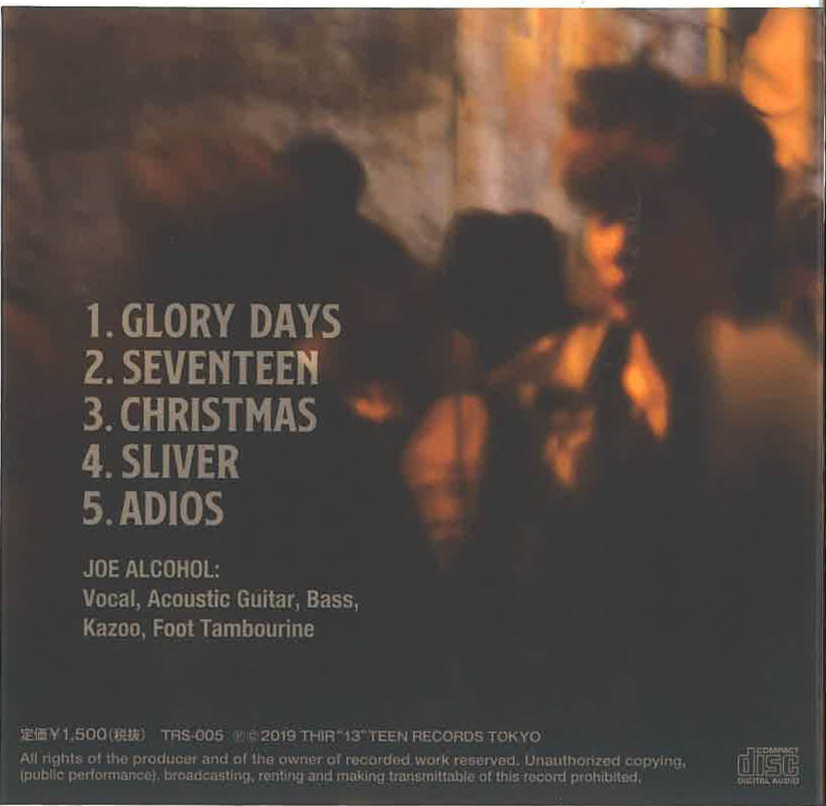 JOE ALCOHOL (ジョー・アルコール) - GLORY DAYS (Japan 自主制作見開き紙ジャケ CD/ New)