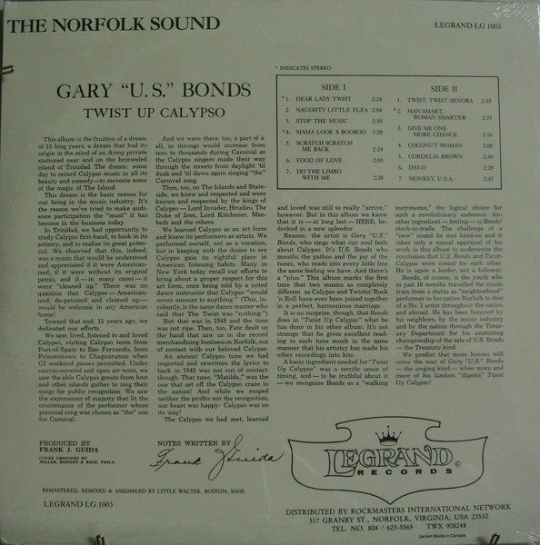 GARY U.S.BONDS (ゲイリー・U.S.ボンド) - Twist Up Calypso (US '84 正規再発ステレオLP-バーコード無しジャケ / LP/New 廃盤)