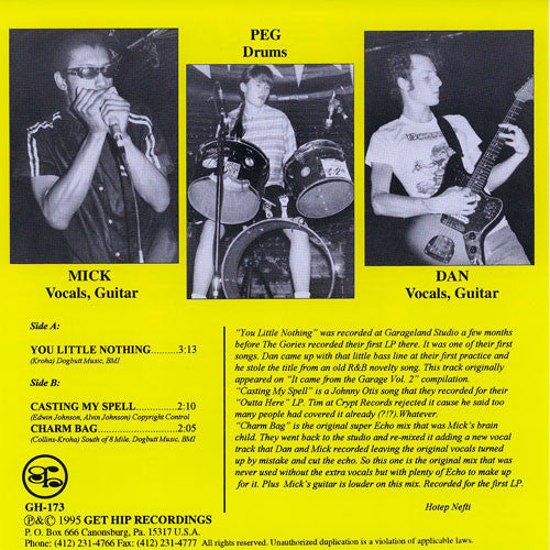 GORIES (ゴリーズ) - Bug House Waterbug And Roach Traps EP (US 限定再発3曲入り「イエロー VINYL」7"EP/New) 初期ローファイ・ガレージ名曲!