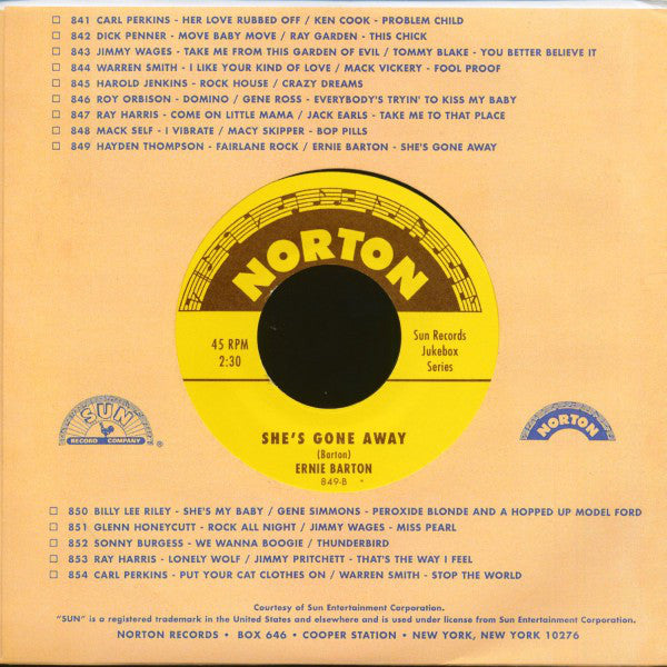 ERNIE BARTON / HAYDEN THOMPSON (アーニー・バートン / ヘイデン・トンプソン ) - She's Gone Away (US Ltd.Reissue 7"+CS/New)