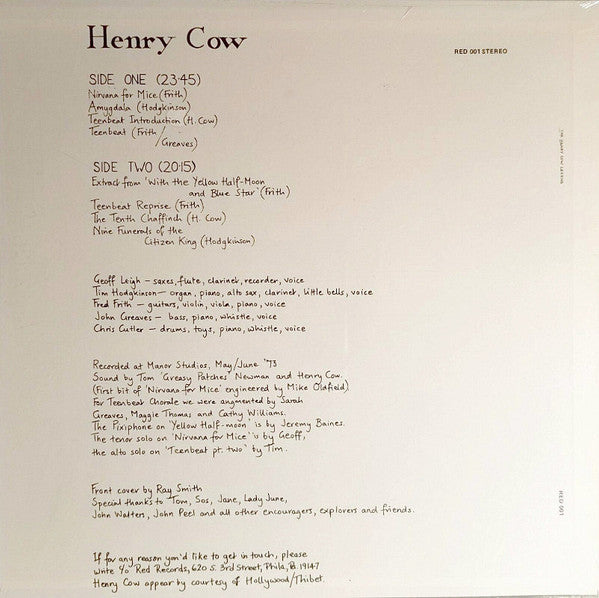 HENRY COW (ヘンリー・カウ ) - Leg End (US 限定復刻再発 LP/New)カンタベリー界大御所 '73年デビューアルバム(邦題:伝説)
