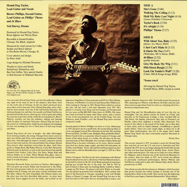 HOUND DOG TAYLOR (ハウンド・ドッグ・テイラー) - S.T. (US 限定復刻ボーナス入り再発180g重量ステレオ LP/New)