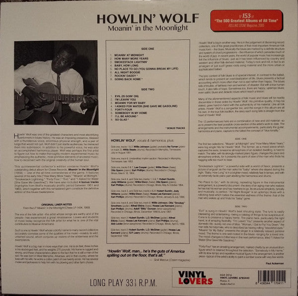 HOWLIN’ WOLF (ハウリン・ウルフ) - Moanin’ In The Moonlight (EU 限定ボーナス入り再発180g LP/New-6785442)’58年名作デビュー・アルバム!