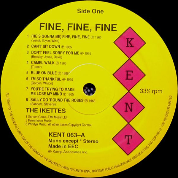 IKETTES (アイケッツ) - Fine Fine Fine (UK Ltd.Reissue LP/New)