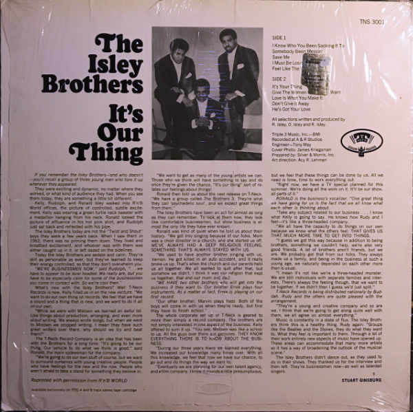 ISLEY BROTHERS (アイズレー・ブラザーズ) - It’s Our Thing (US 限定復刻再発 LP/New)'69年名作アルバム!