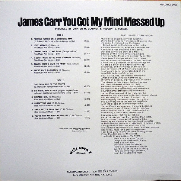 JAMES CARR (ジェイムス・カー) - You Got My Mind Messed Up (US 限定復刻再発 LP/New)