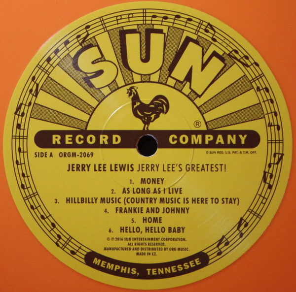 JERRY LEE LEWIS (ジェリー・リー・ルイス) - Jerry Lee's Greatest ! (US 500 Ltd.Reissue Color Vinyl LP/New)