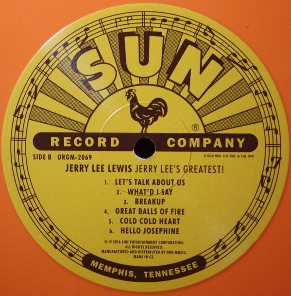 JERRY LEE LEWIS (ジェリー・リー・ルイス) - Jerry Lee's Greatest ! (US 500 Ltd.Reissue Color Vinyl LP/New)