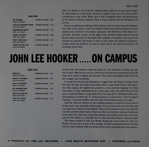 JOHN LEE HOOKER (ジョン・リー・フッカー) - On Campus (US Ltd.Reissue LP/New)