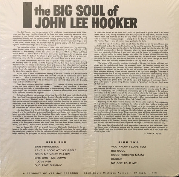 JOHN LEE HOOKER (ジョン・リー・フッカー) - The Big Soul (US 限定復刻再発 LP/New)