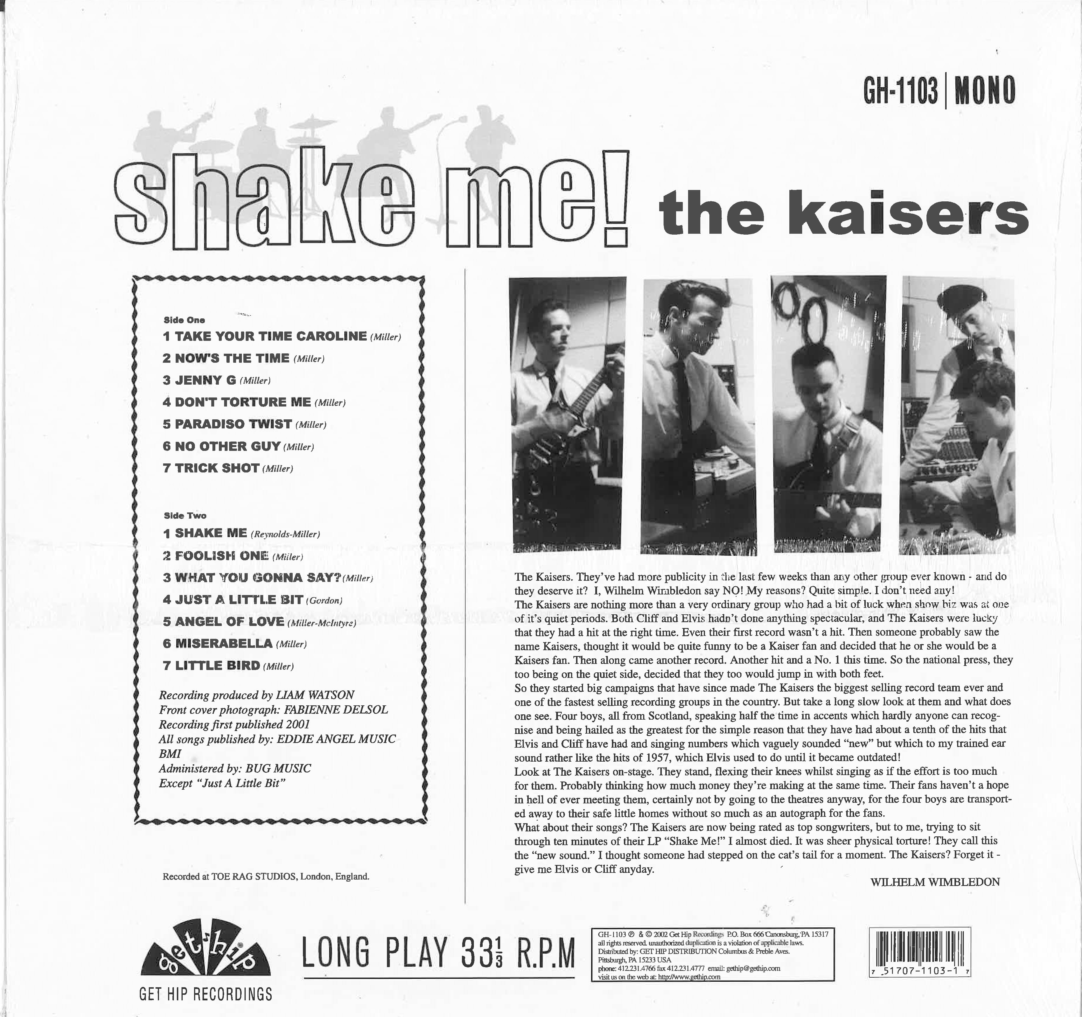 KAISERS (カイザーズ) - Shake Me ! (US 限定180g重量モノラル LP/New)'02年6作目アルバム!