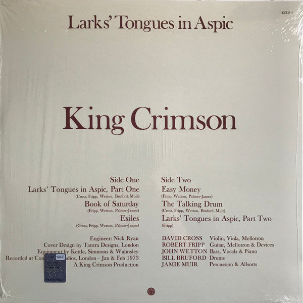 KING CRIMSON (キング・クリムゾン) - Larks' Tongues In Aspic (UK 限定リマスター再発 200g LP/New)