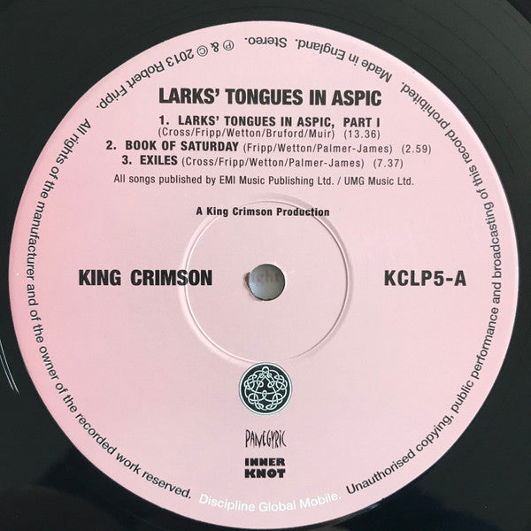 KING CRIMSON (キング・クリムゾン) - Larks' Tongues In Aspic (UK 限定リマスター再発 200g LP/New)