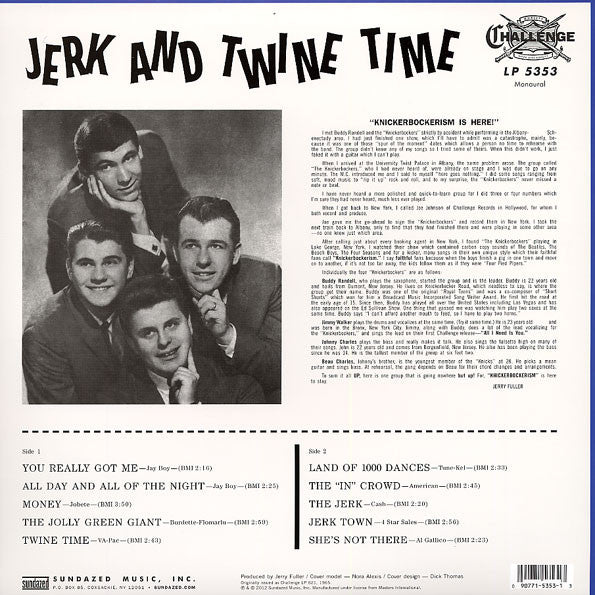 KNICKERBOCKERS (ニッカーボッカーズ) - Jerk and Twine Time (US Sundazed Ltd.Reissue Mono LP/廃盤 New)