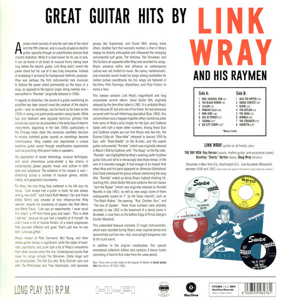 LINK WRAY & HIS RAY MEN (リンク・レイ) - Great Guitar Hits (EU 限定リマスター再発180g LP/New)'62年セカンド・アルバム!