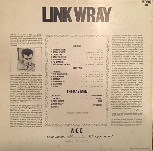LINK WRAY (リンク・レイ) - Early Recordings (UK 限定再発復刻モノラル LP/New)SWAN社期シングルコンピ14曲