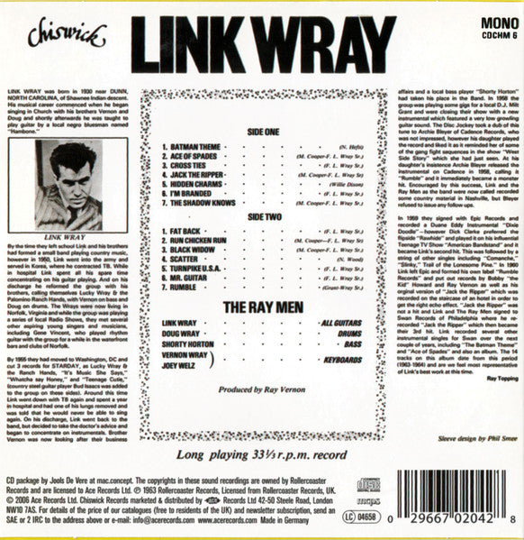 LINK WRAY (リンク・レイ) - Early Recordings (UK 限定復刻再発 カードスリーブCD/New)