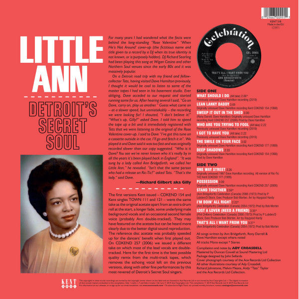 LITTLE ANN (リトル・アン) - Detroit's Secret Soul (UK Ltd.Reissue LP/New)