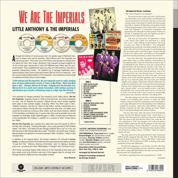 LITTLE ANTHONY & THE IMPERIALS (リトル・アンソニー & ザ・インペリアルズ) -We Are The Imperials (EU 500枚限定ボーナス入り再発180g LP/New) '59年名作デビューアルバム
