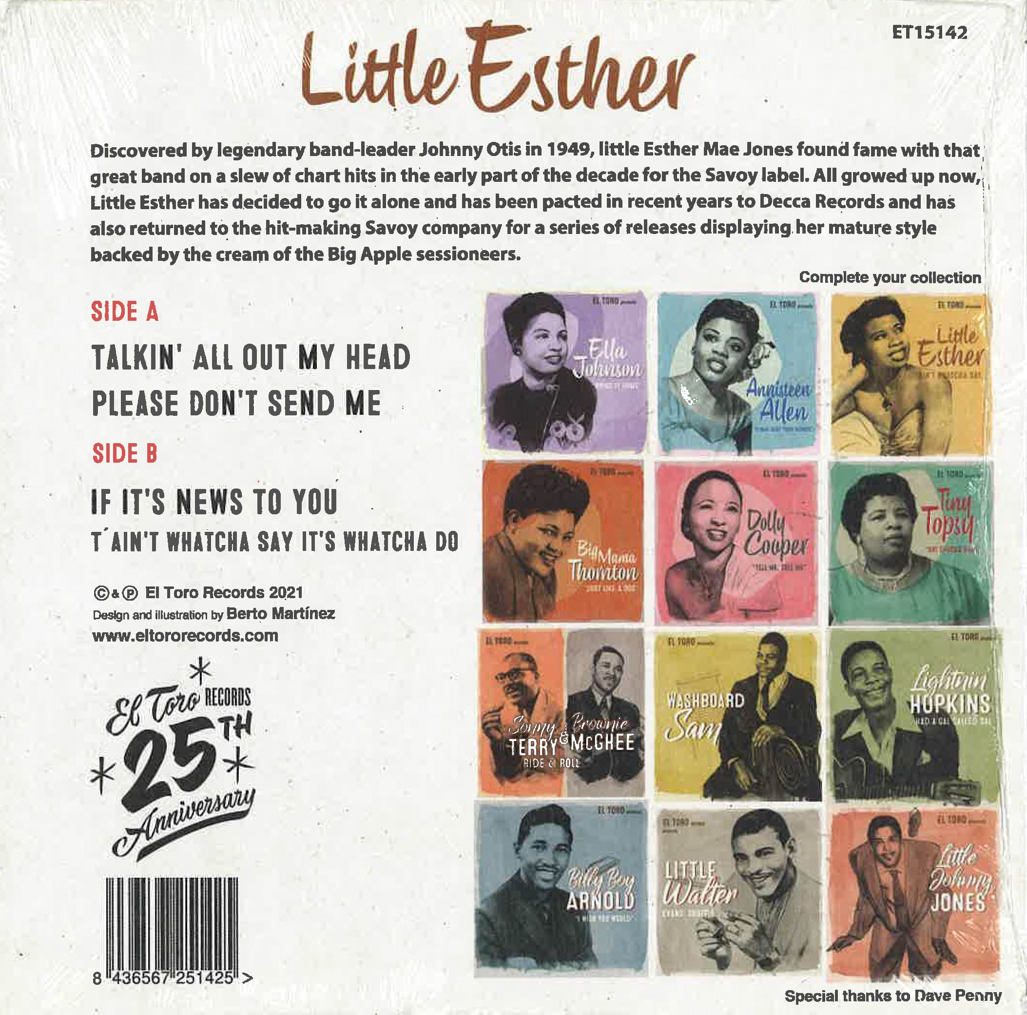 LITTLE ESTHER (ESTHER PHILLIPS) (リトル・エスター・フィリップス) - T'Ain't Whatcha Say +3 (Spain 限定ジャケ付き再発4曲入り 7"EP/New)