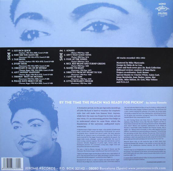 LITTLE RICHARD (リトル・リチャード) - The Implosive (Spain 限定リリース・モノラル LP/New)デビュー'51〜'53年4枚のシングル両面を完全収録!