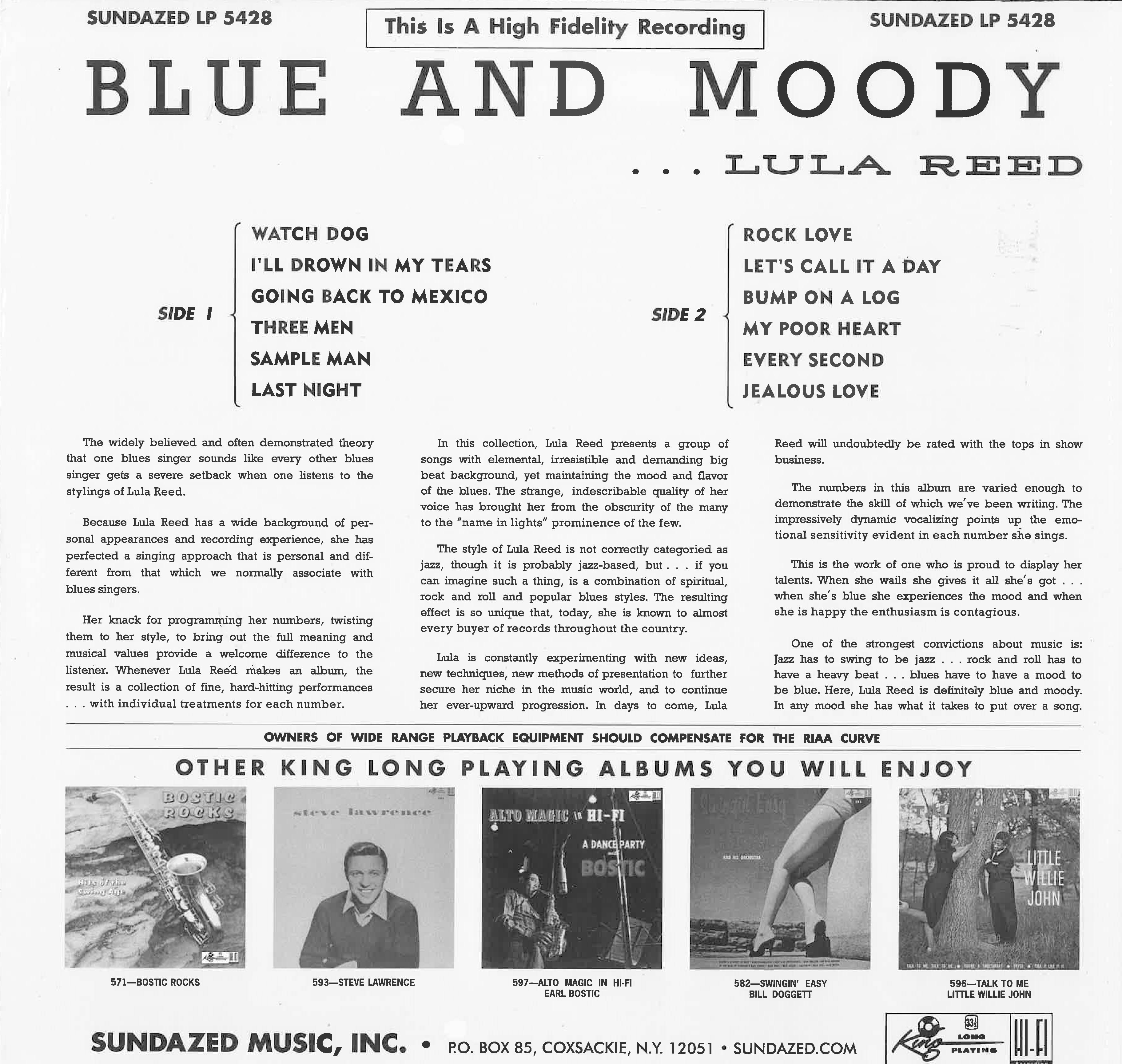 LULA REED (ルーラ・リード) - Blue And Moody (US 限定復刻再発 180g LP/New)