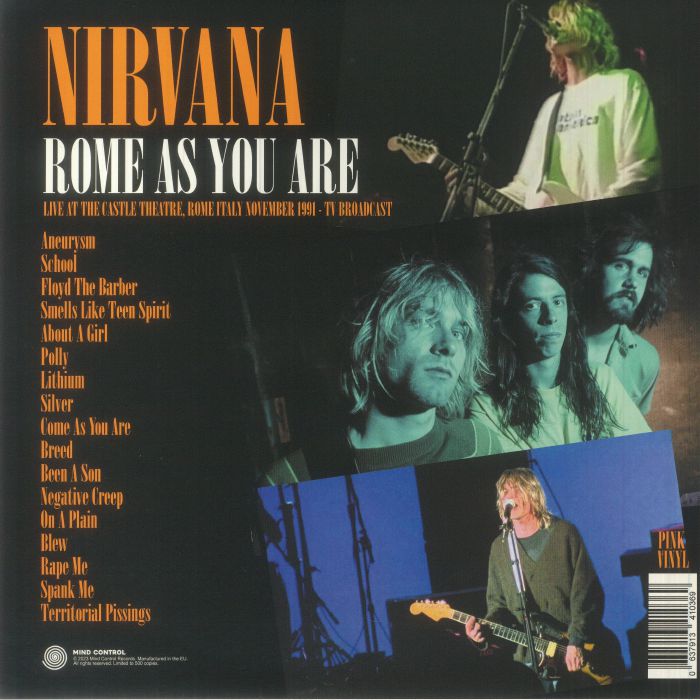 NIRVANA (ニルヴァーナ) - Rome As You Are - Live At The Castle Theatre, Rome, Italy (EU 500枚限定ピンクヴァイナル LP/NEW)