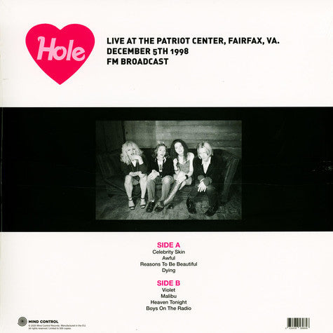 HOLE (ホール) - Heaven Tonight: Live At The Patriot Centre, Fairfax, VA. (EU 500枚限定リリース LP/NEW)