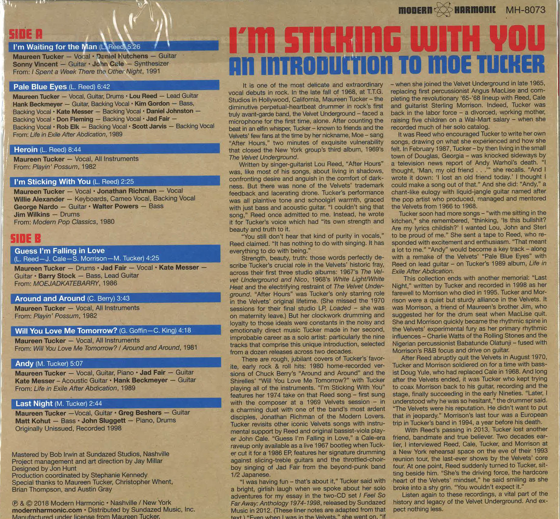 MAUREEN TUCKER (MOE TUCKER) (モー(モーリン)・タッカー) - I'm Sticking With You : An Introduction To Moe Tucker (US Ltd.White Vinyl LP/New)
