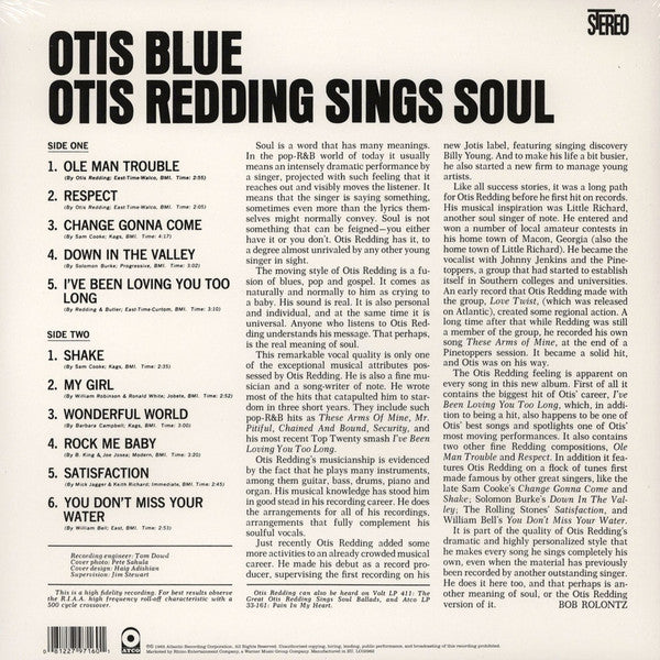 OTIS REDDING (オーティス・レディング) - Otis Blue / Otis Redding Sings Soul (EU 限定復刻再発「ブルーVINYL」180g高音質ステレオ LP/New)