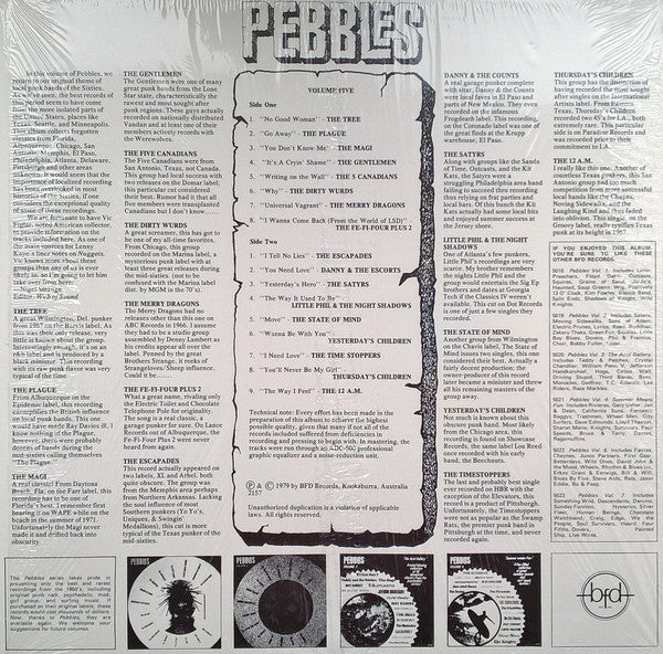 V.A.  (60's ガレージパンク名作シリーズコンピ ) - Pebbles Vol.5 (US 限定復刻再発「ブラックVINYL 」 LP/New)