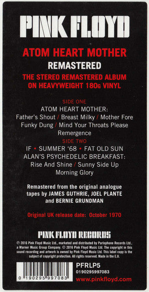 PINK FLOYD (ピンク・フロイド) - Atom Heart Mother (EU 限定復刻リマスター再発180g LP+GS/New)