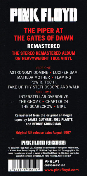 PINK FLOYD (ピンク・フロイド) - The Piper At The Gates Of Dawn (EU 限定復刻リマスター再発180g 「ステレオ」LP/New)