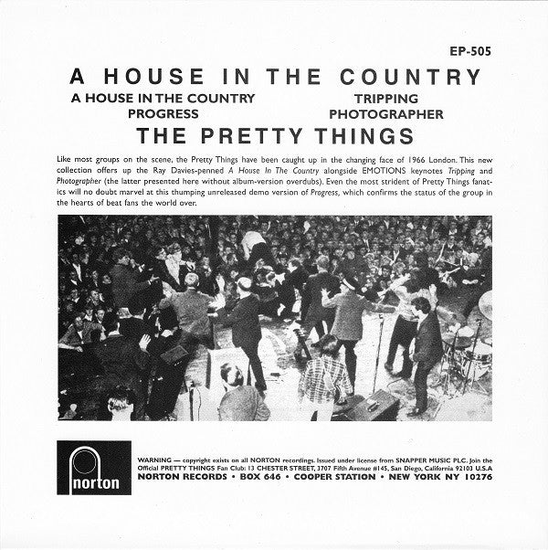 PRETTY THINGS (プリティ・シングス) - A House In The Country +3 (US 限定再発4曲入り 7"EP/New)