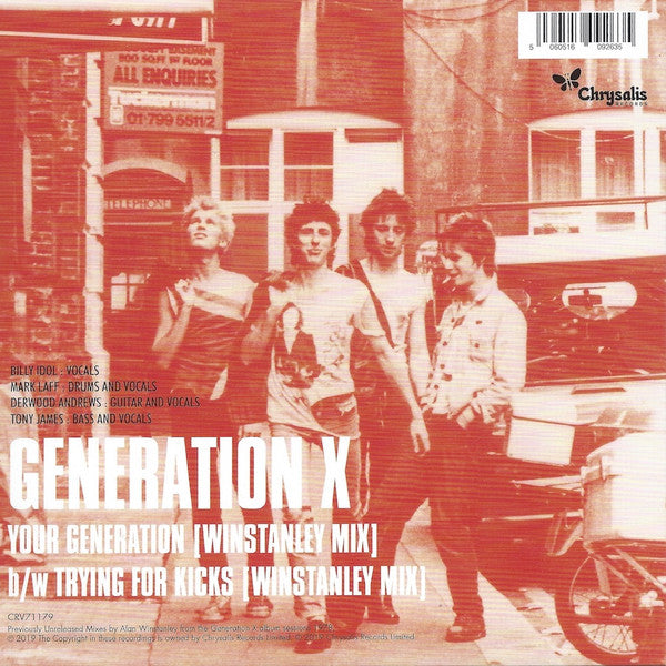 GENERATION X (ジェネレーション X) - Your Generation : Winstanley Mix (UK 1,500枚限定 RSD 2019 レッドヴァイナル 7"/ New) 1STシングルの未発表ミックス !