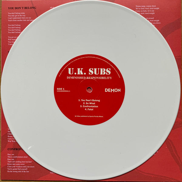 U.K. SUBS (U.K. サブス) - Diminished Responsibility (EU 限定再発ホワイト&マゼンタヴァイナル 2x10"/ New)