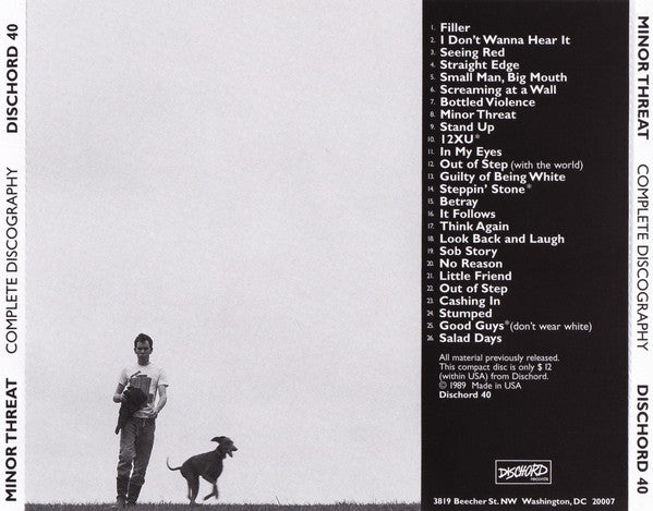 MINOR THREAT (マイナー・スレット) - Complete Discography (US 限定プレス再発 CD / New) 全26曲、完全ディスコグラフィーCD !