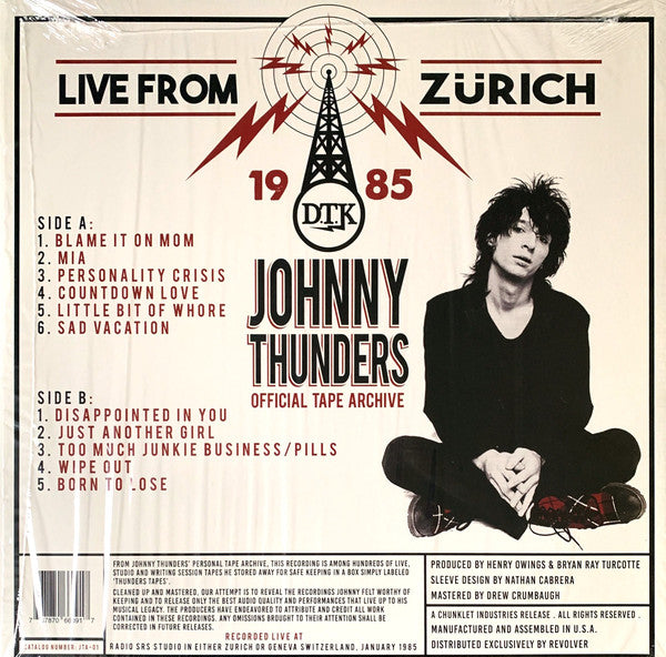 JOHNNY THUNDERS (ジョニー・サンダース ) - Live From Zurich 1985 (US 限定プレス LP / New)